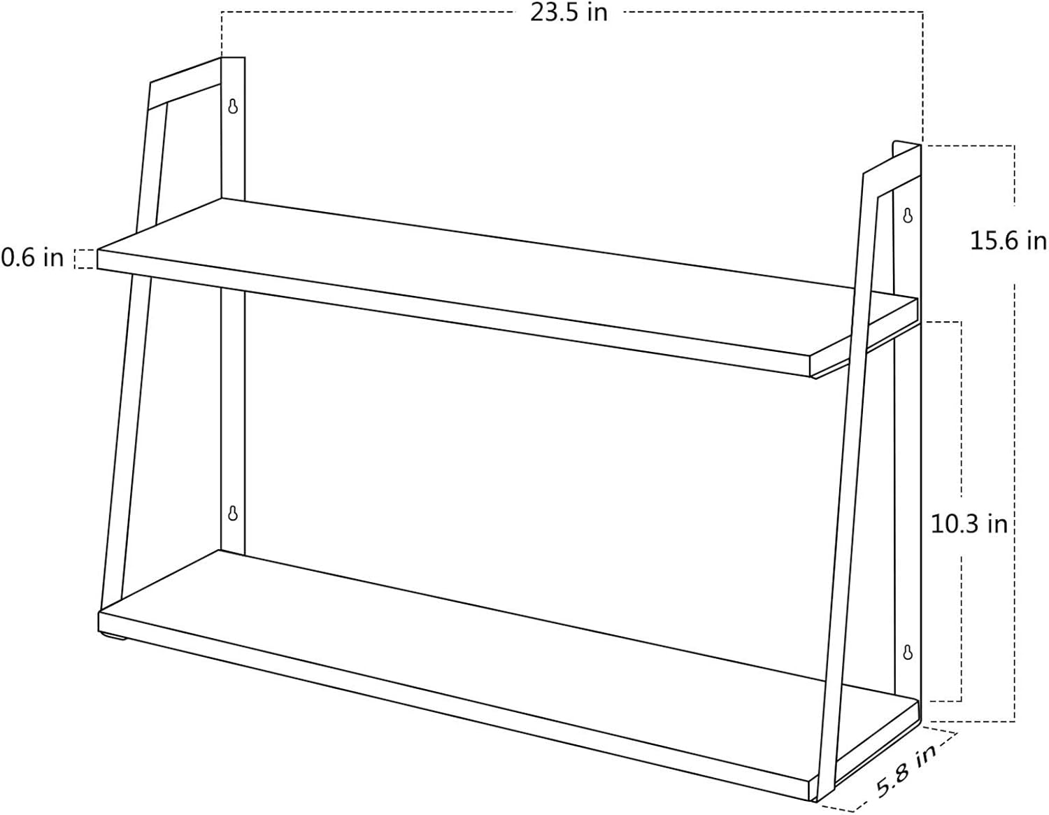 SRIWATANA 2-Tier Floating Wall Shelves Carbonized Black