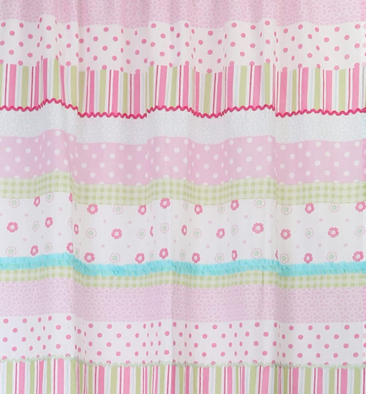 Cozy Line Peace Love Flower Polka Dot Stripe Plaid Ruffled Curtains 63 Panel