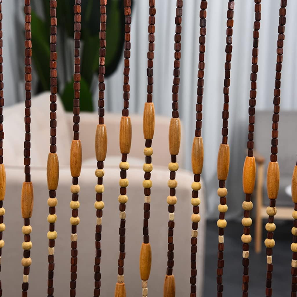 QPZK 31 Strand Wood Beaded Door Curtain 90x175cm