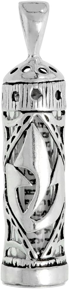 Sterling Silver Mezuzah Necklace with Box Chain