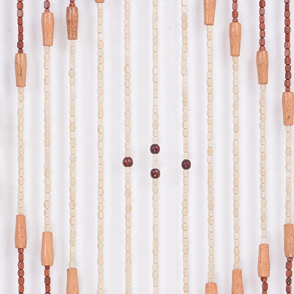 Natural Beaded Curtains for Doorways 27 Strands Wooden Room Dividers