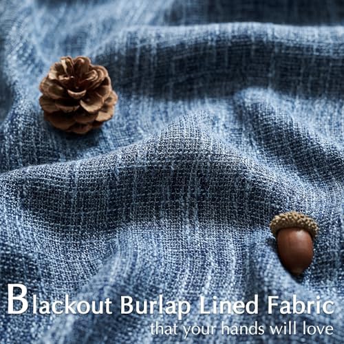 Jinchan Farmhouse Burlap Curtains 2 Panels Blackout Lined