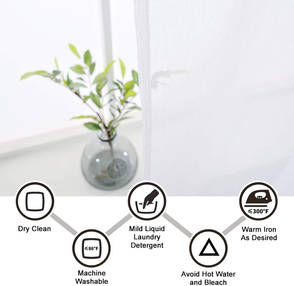 NICETOWN Sheer Curtain Panels for Dining Room 2 Panels White 55x72 Inches