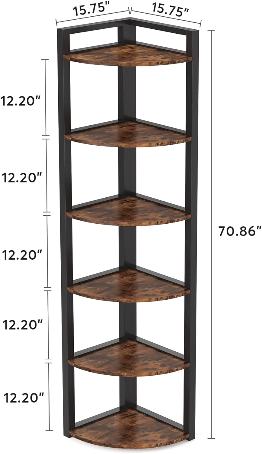 Tribesigns 6 Tier Corner Shelf Bookcase Storage Unit