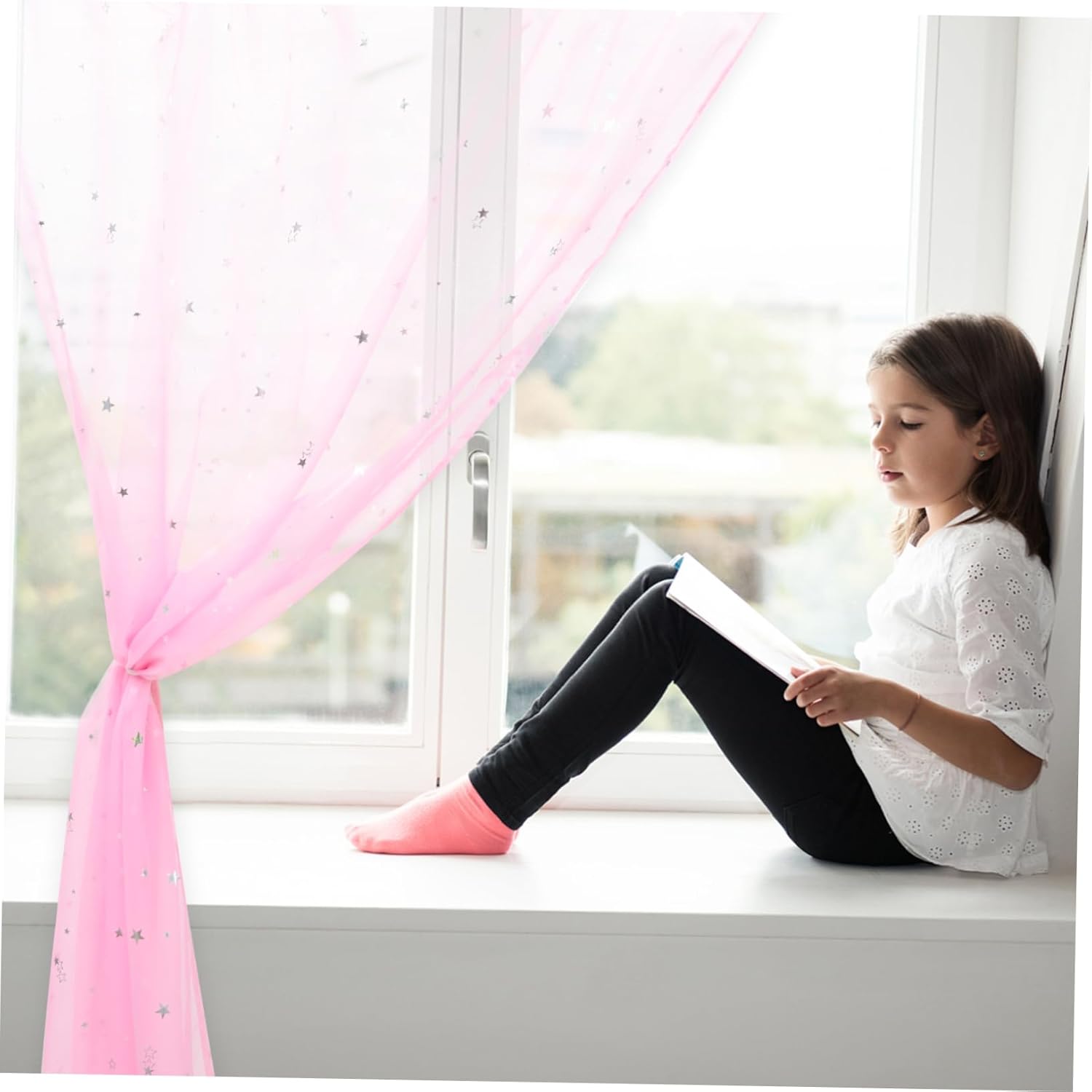 Stars Pattern Sheer Curtain for Living Room