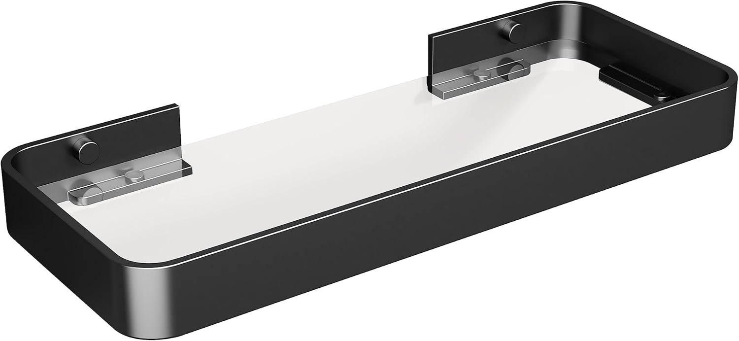 Danpoo 12 Inch Wall Shelf with Matte Black Aluminum Frame