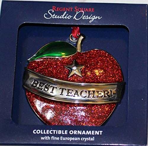 Best Teacher Apple Collectible Ornament with European Crystal