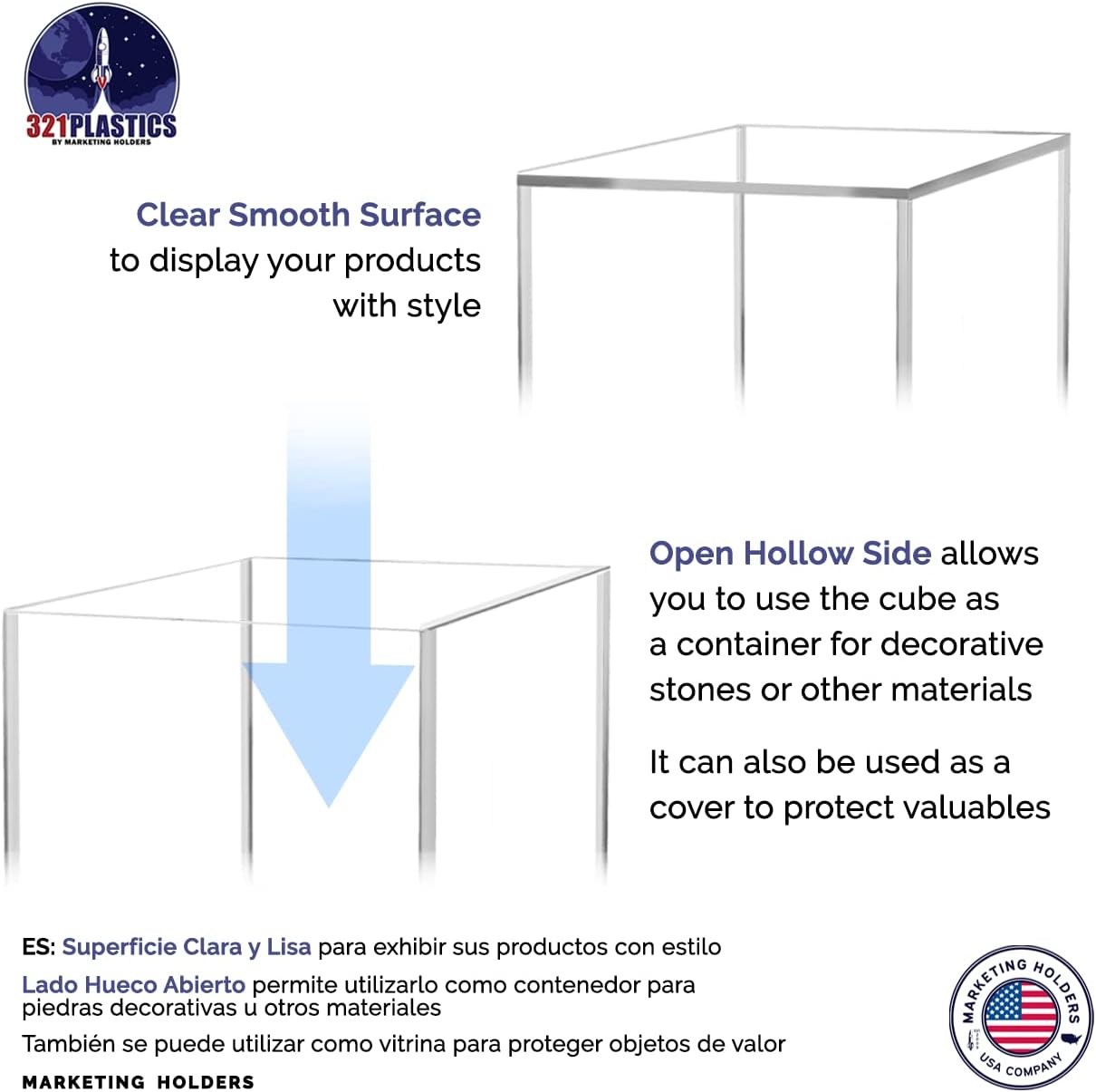 4 Pack Clear Acrylic Display Box Art Sculpture Pedestal