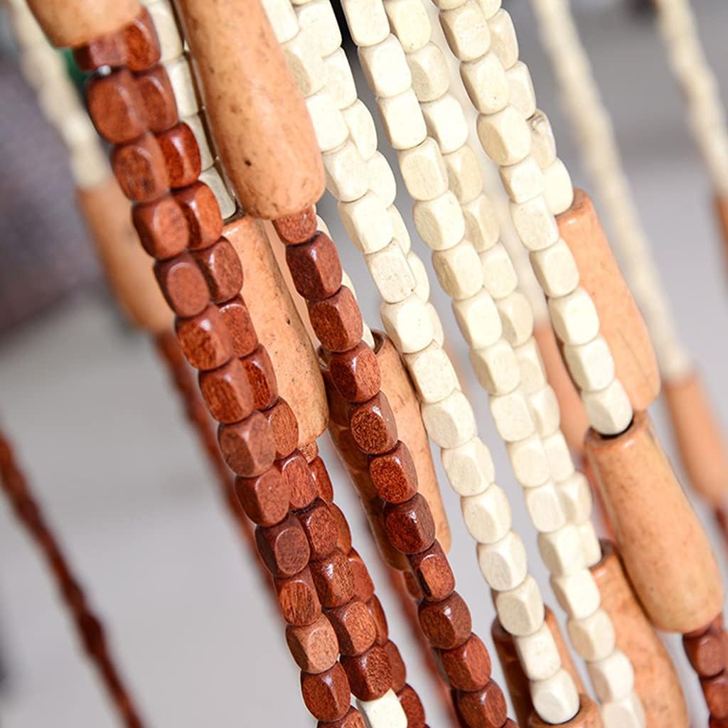 Natural Beaded Curtains for Doorways 27 Strands Wooden Room Dividers