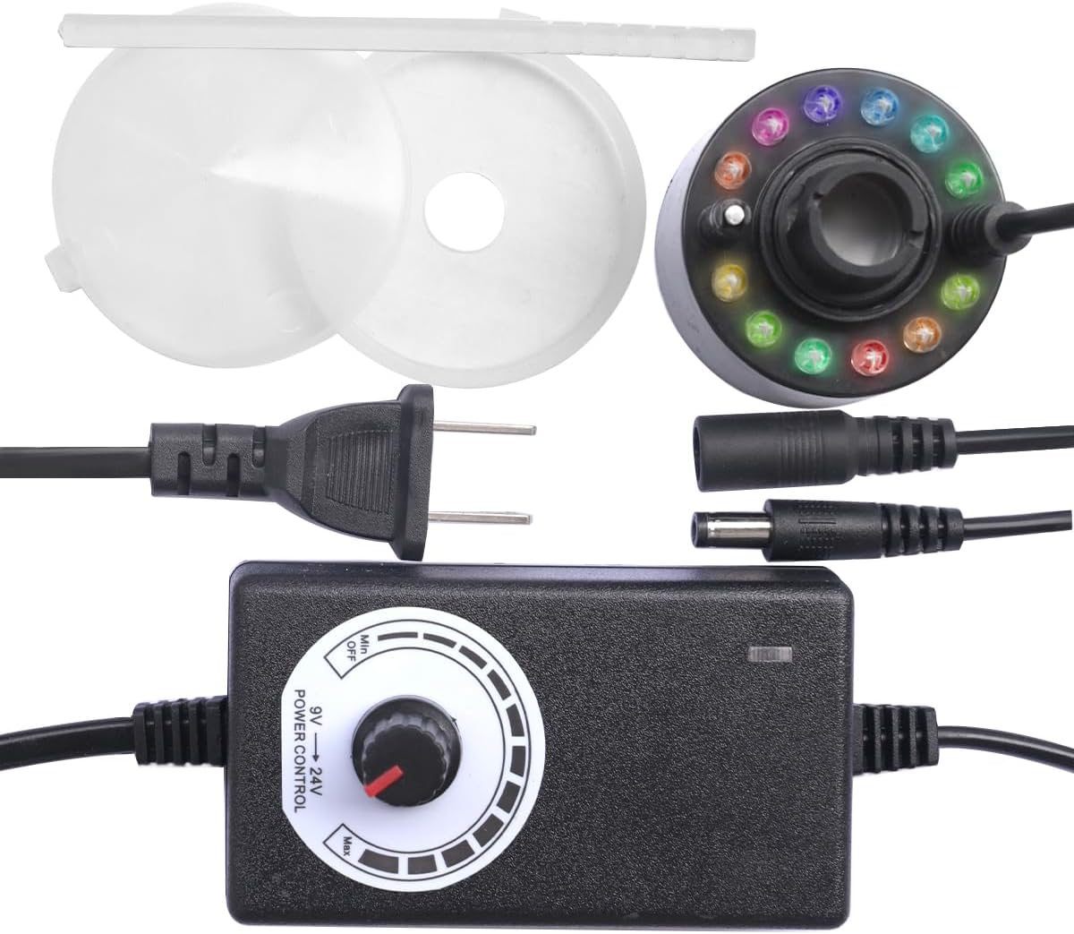 Adjustable Mist Maker with LED and Splash Guard Black