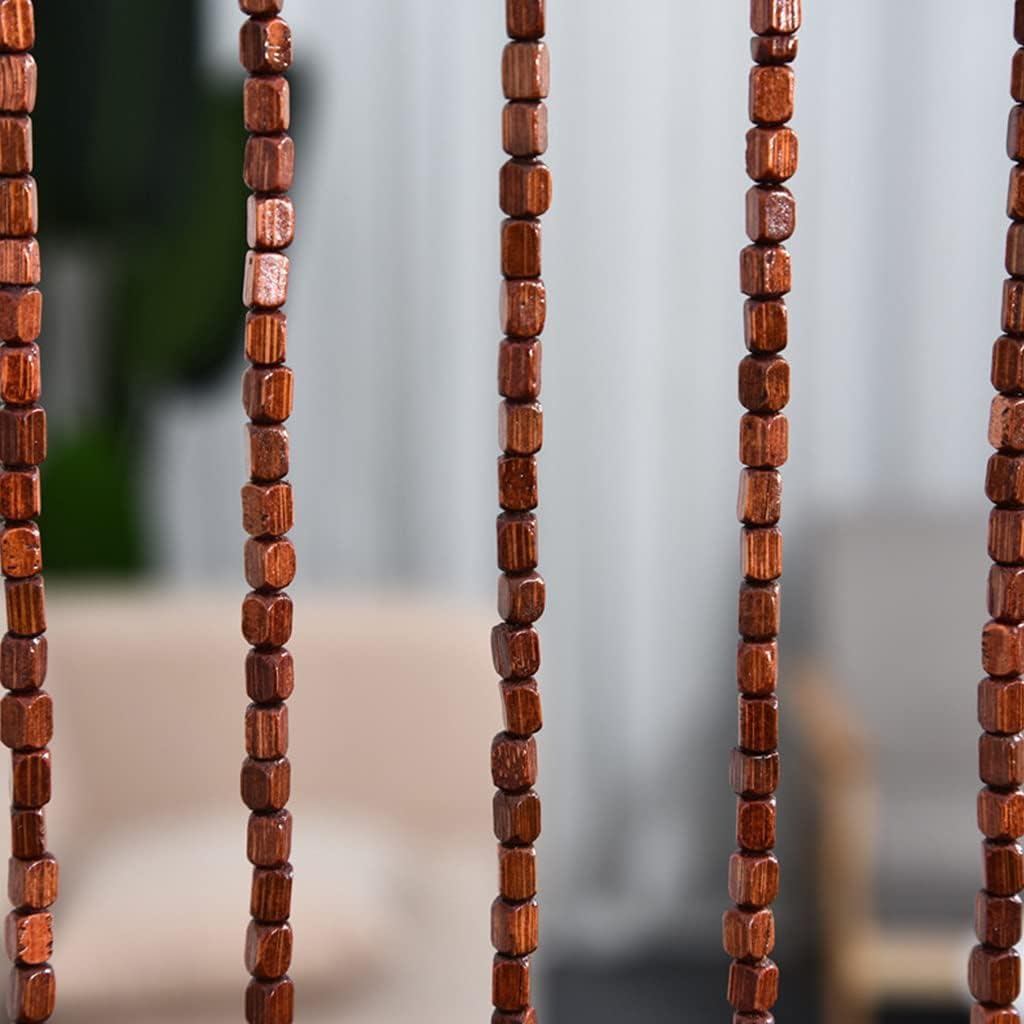 ZHOUXIAO Wood Bead Curtain 90x175cm 27 Strands