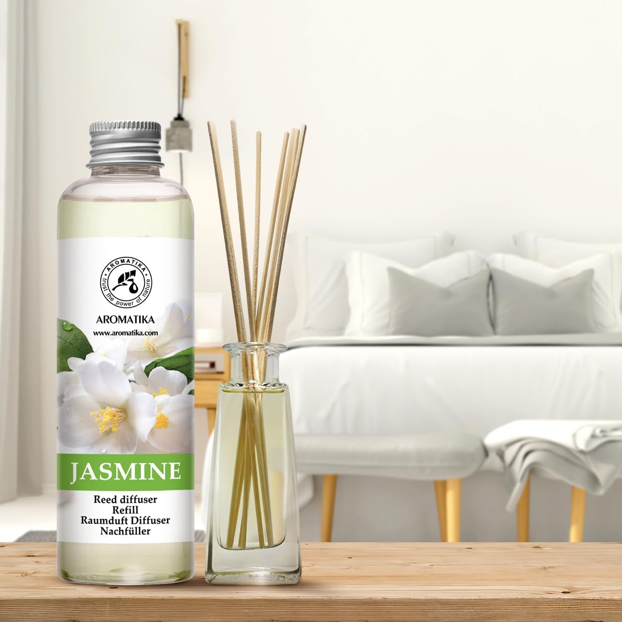 AROMATIKA Jasmine Essential Oil 200ml Reed Diffuser Refill