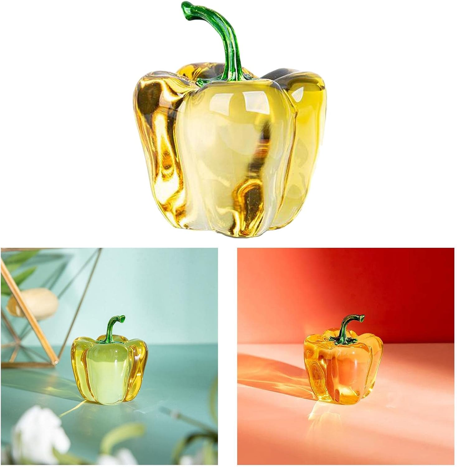 Yellow Chili Cherry Crystal Sculpture Home Decoration