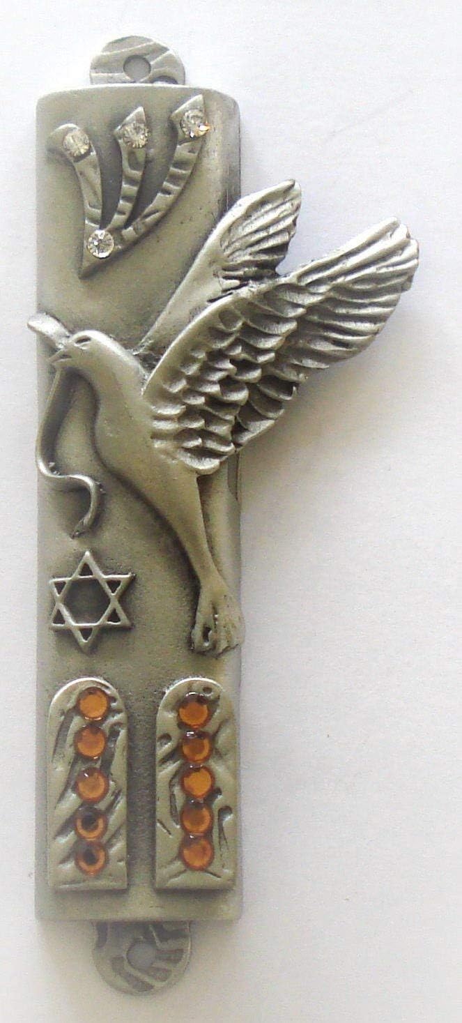 Ten Commandment Mezuzah with Crystals and Kosher Scroll