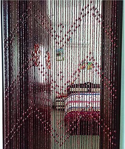 52 String Natural Wood and Bamboo Beaded Curtain Door Divider