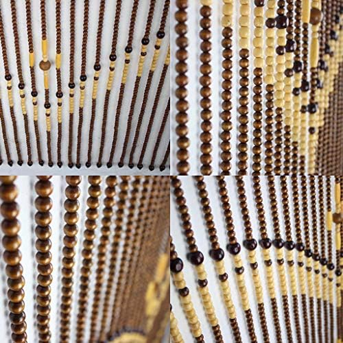 QPZK 31 Shares Wood Beaded Curtain 80x180cm Door Divider