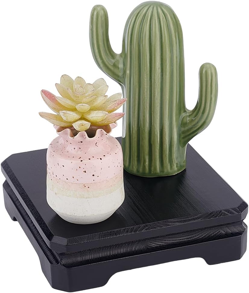 AHANDMAKER Square Wood Display Base Black Pedestal