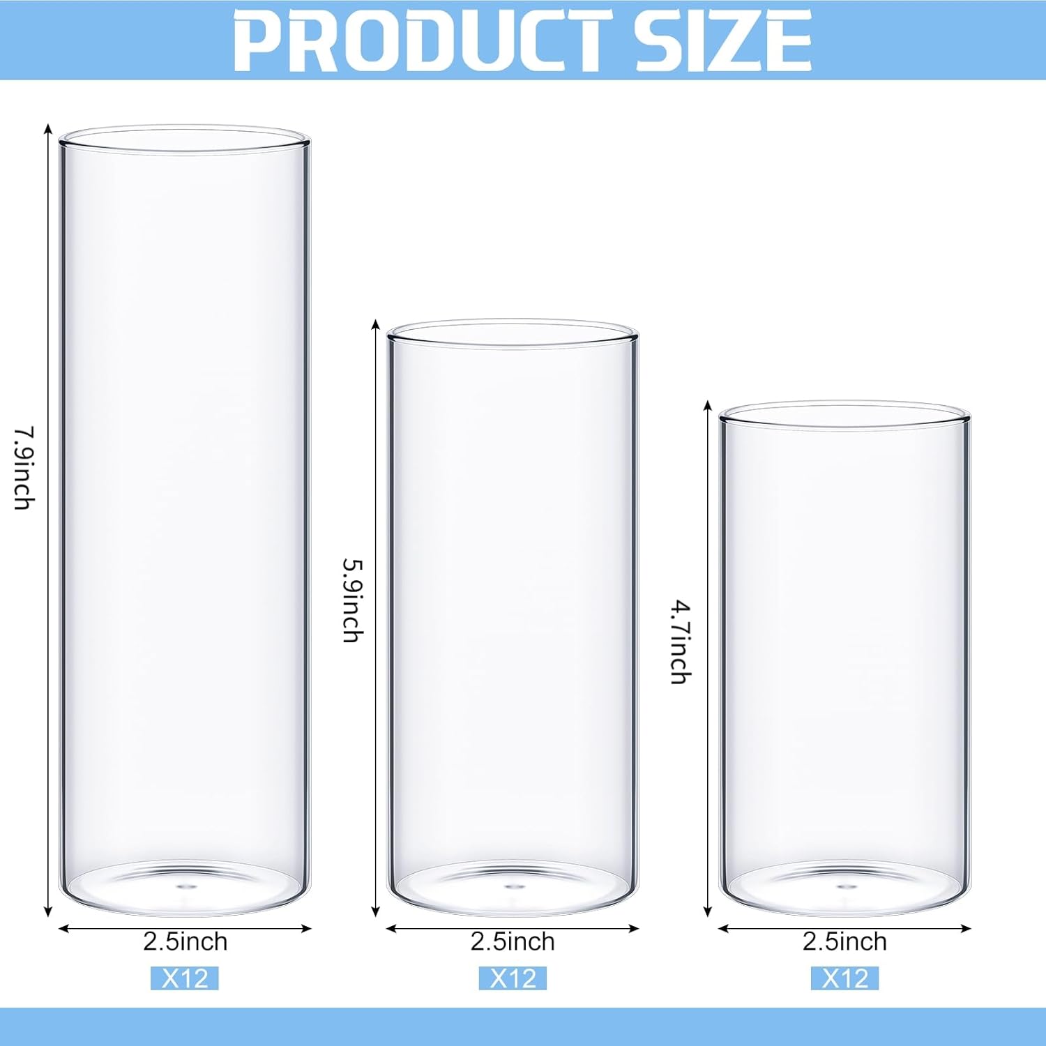 36 Pcs Clear Glass Cylinder Vases for Centerpieces