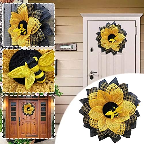 Yellow Sunflower Wreath for Front Door Decor