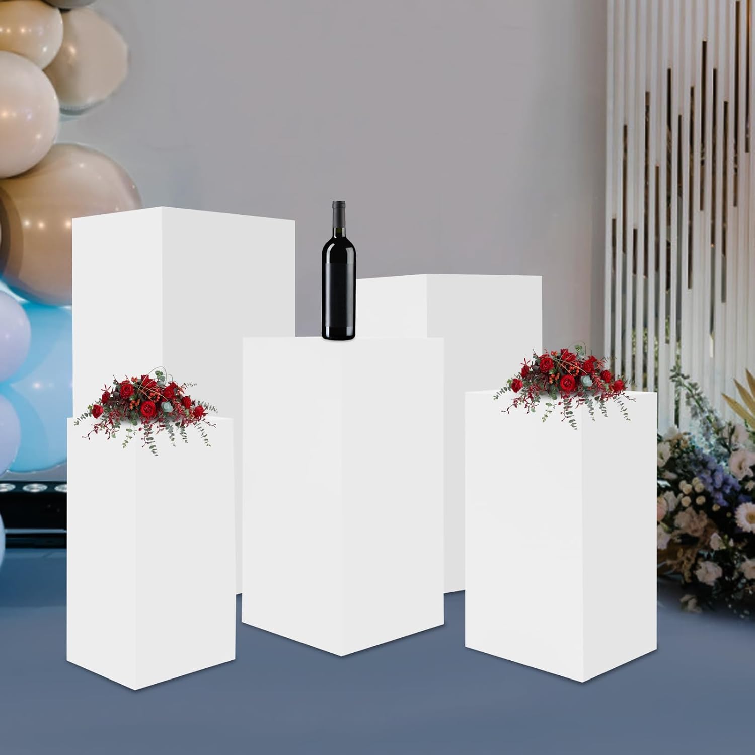 5 Piece Square Pedestal Stand Set for Wedding Displays