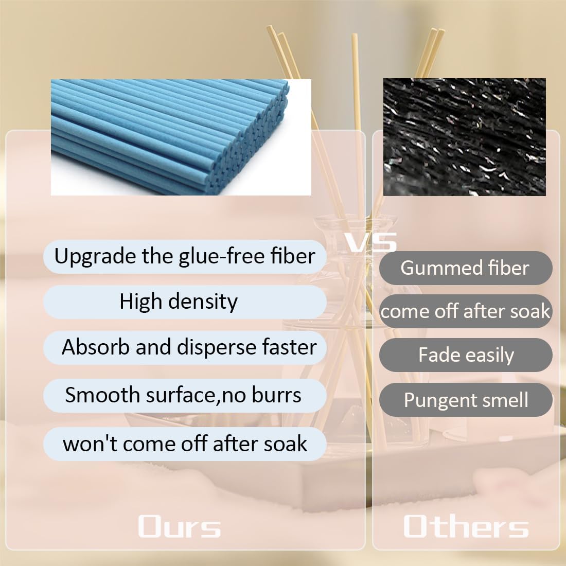 100PCS Thick Reed Diffuser Sticks for Long-Lasting Fragrance