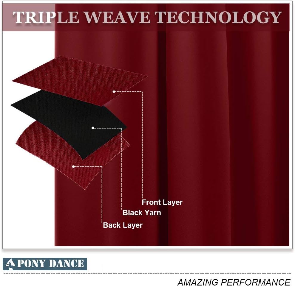 Pony Dance Red Thermal Kitchen Curtains