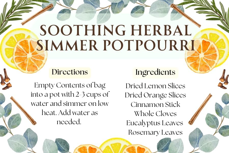 Natural Soothing Herbal Simmer Potpourri with Citrus and Spice