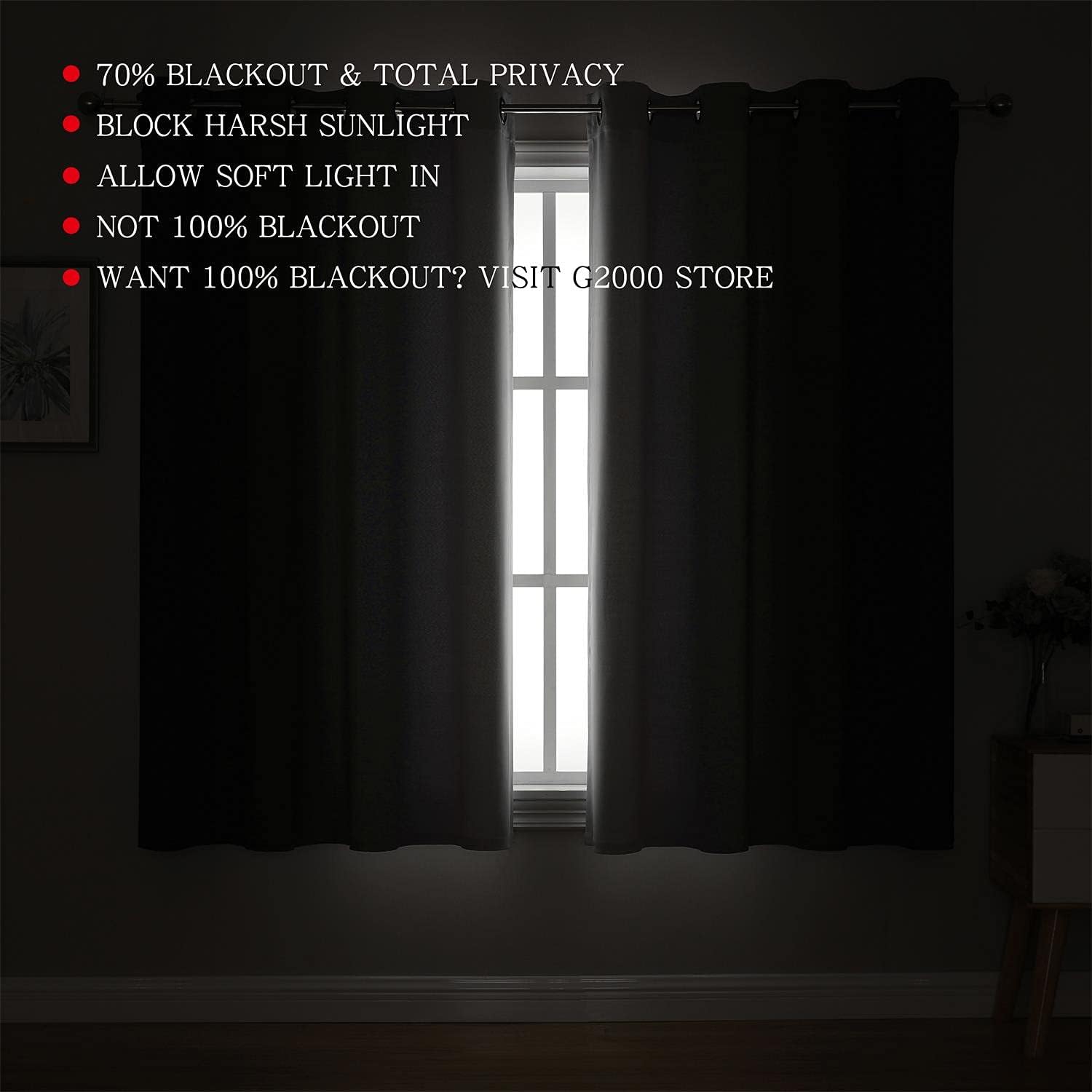 G2000 63 Inch Blackout Curtains 2 Panels Set