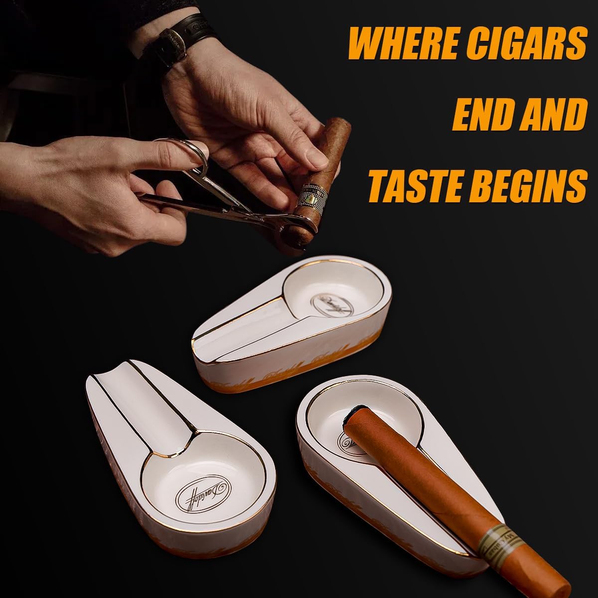 Kepfire Cigar Ashtray Portable Luxury White Ceramic