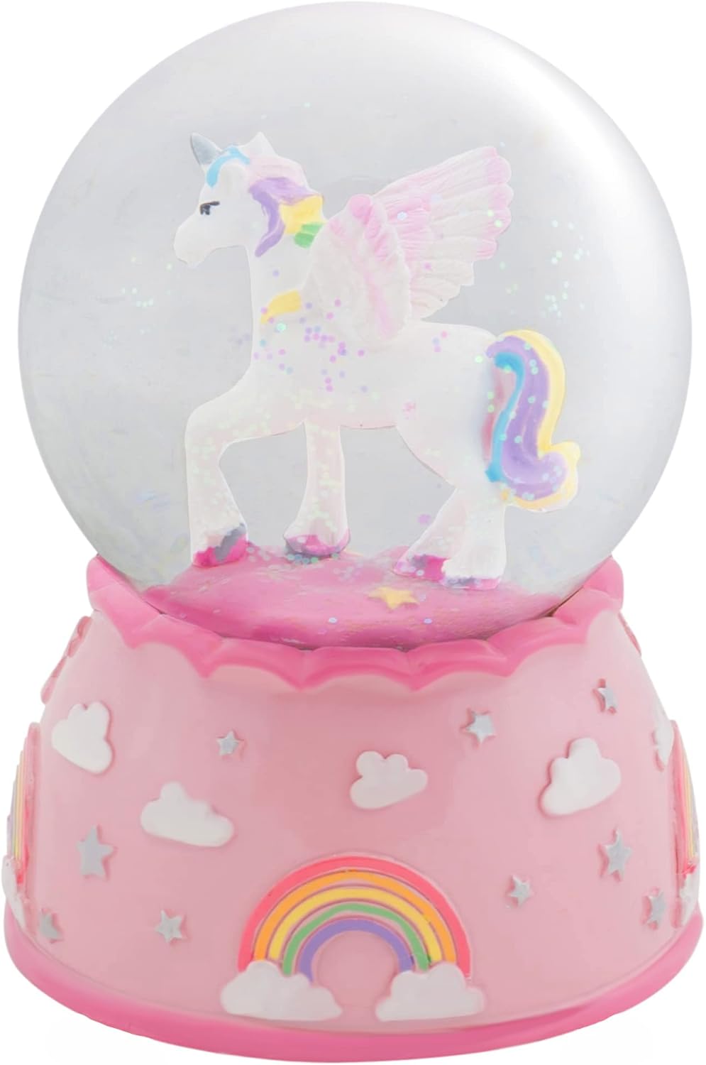 Elanze Designs Unicorn Rainbows Musical Snow Globe Decor