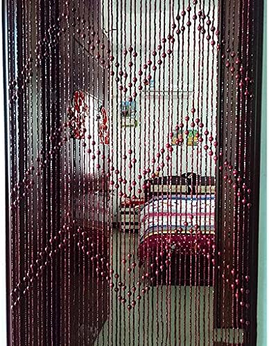 52 String Natural Wood and Bamboo Beaded Curtain Door Divider