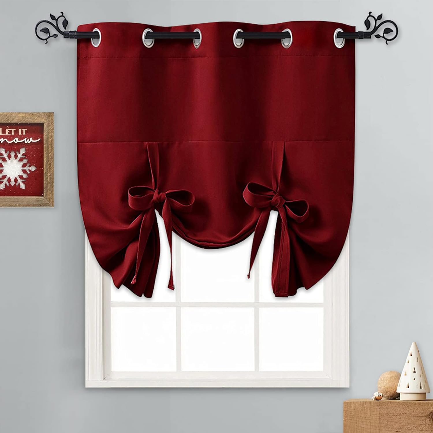 Pony Dance Red Thermal Kitchen Curtains