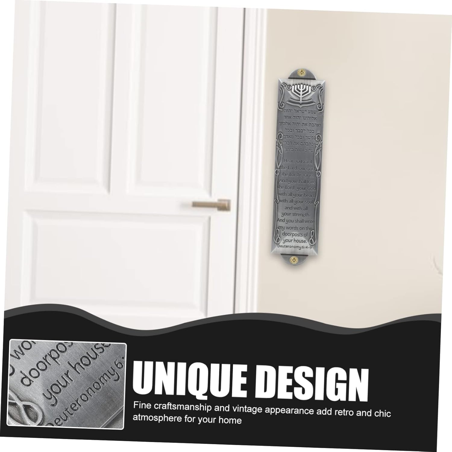 Retro Metal Mezuzah Plaque Door Decor