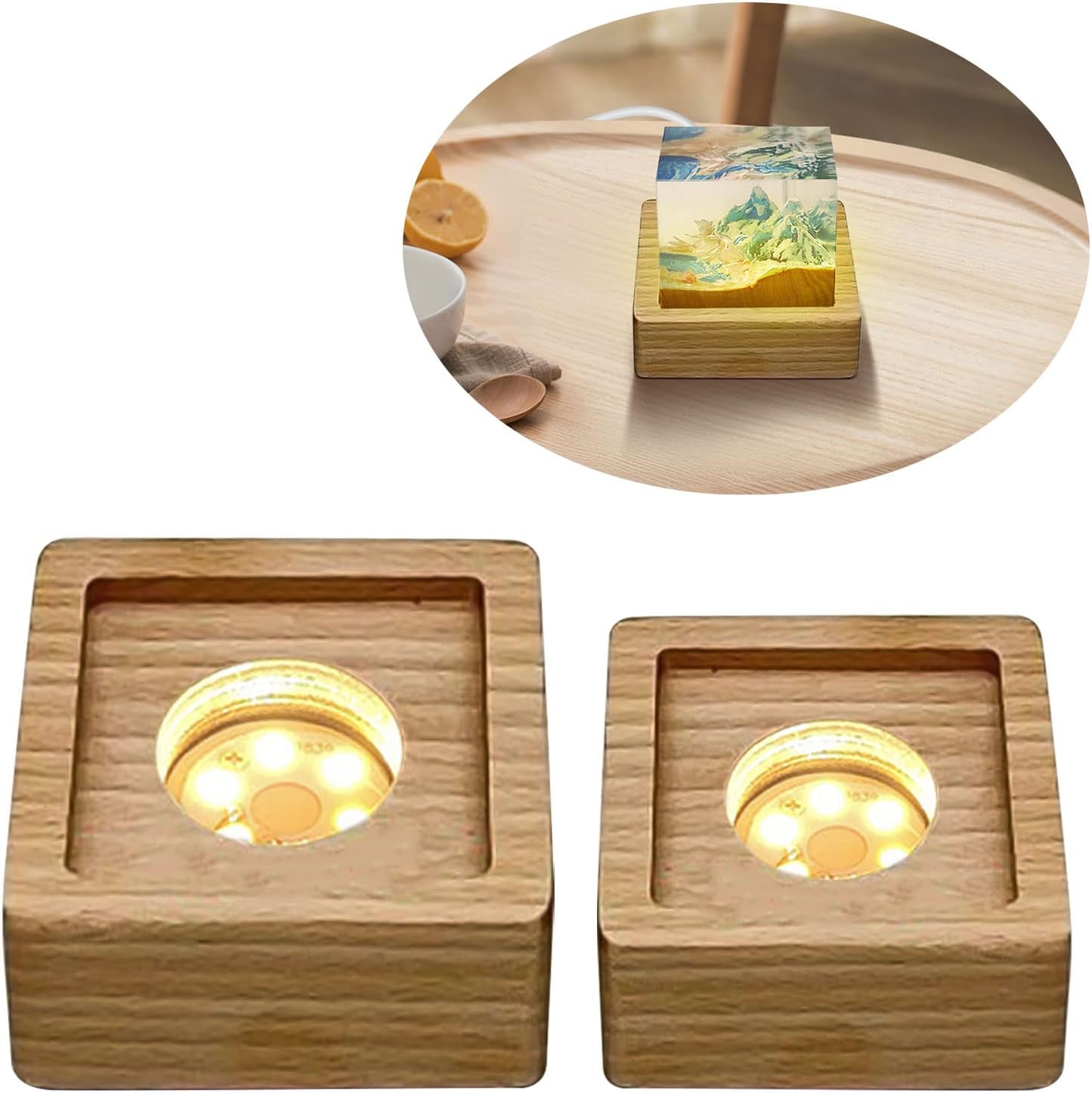 CDIYTOOL LED Solid Wood Pedestal Stand 4Pcs