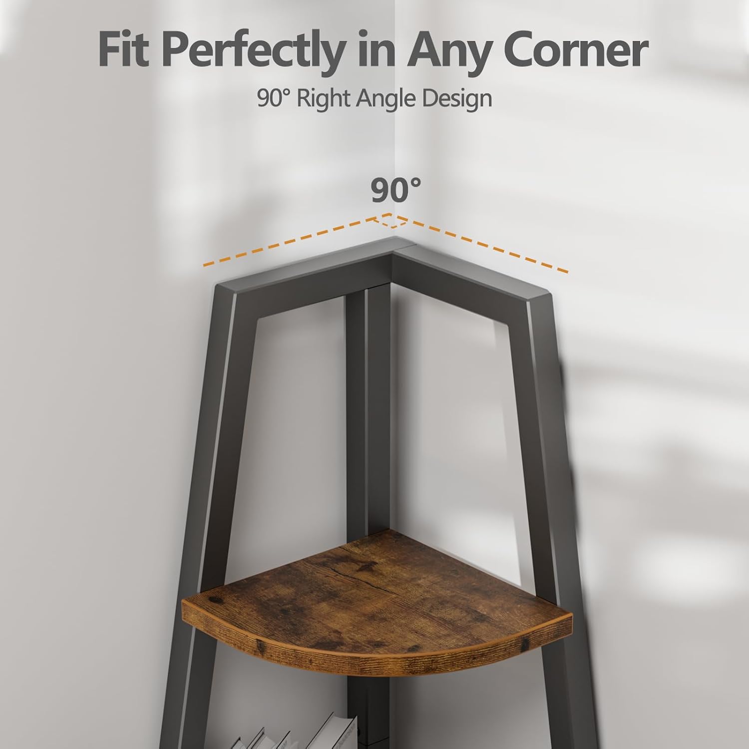 Furnulem 5 Tier Corner Shelf with LED Light