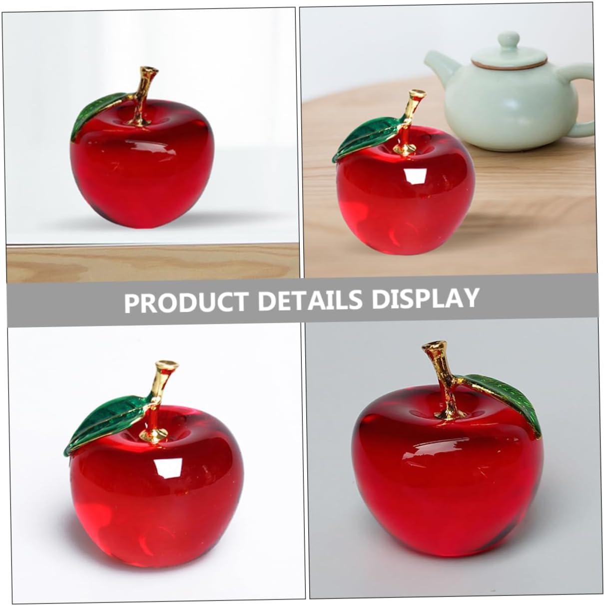 2pcs Crystal Faux Apple Decor for Home Office