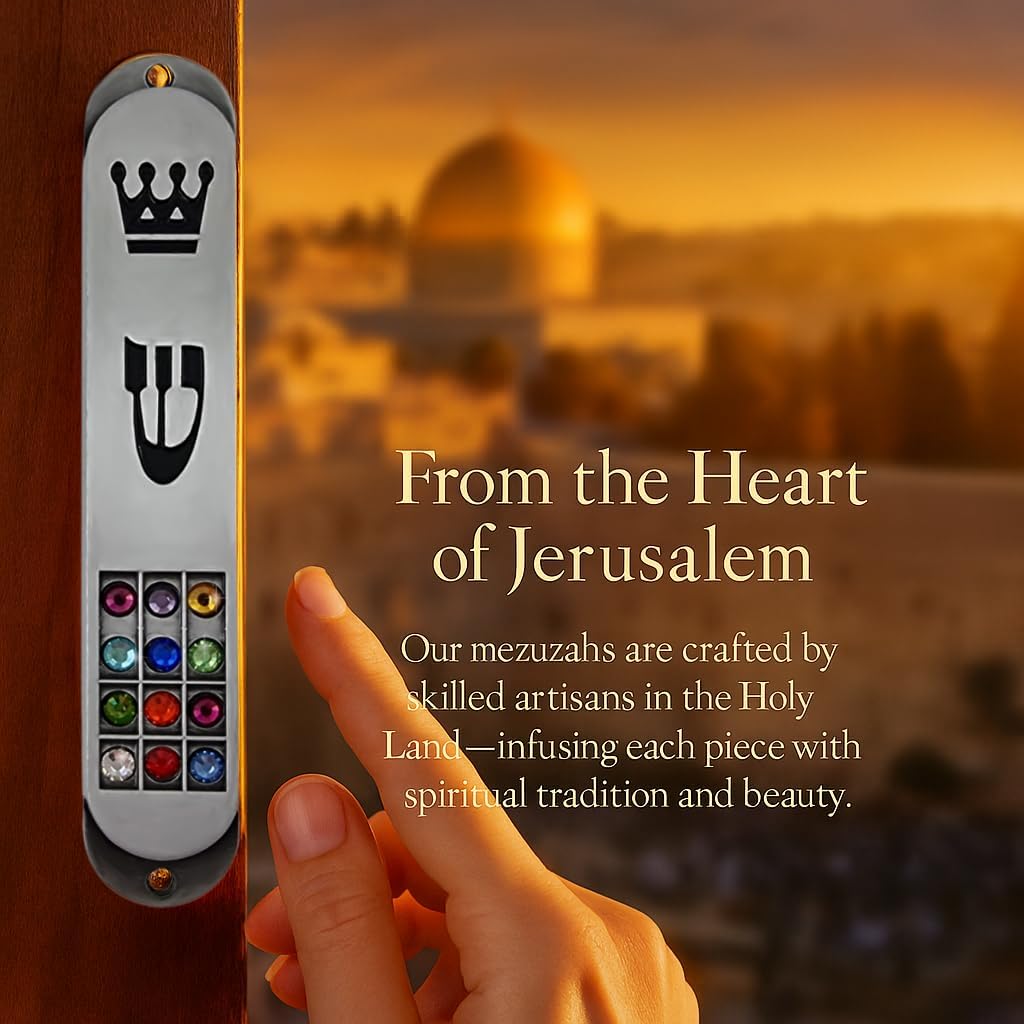 TALISMAN4U Pewter Mezuzah with Scroll 35 Inch Judaica Door Cover