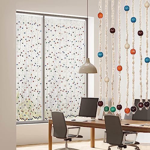 Natural Wood Bamboo Beaded Curtain for Doorway Entrance