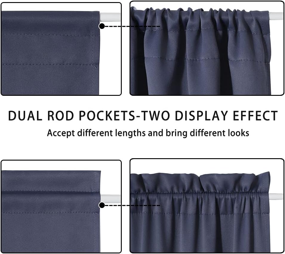 PANOVOUS Door Window Curtain Panel 25x40 Inch Navy Blackout