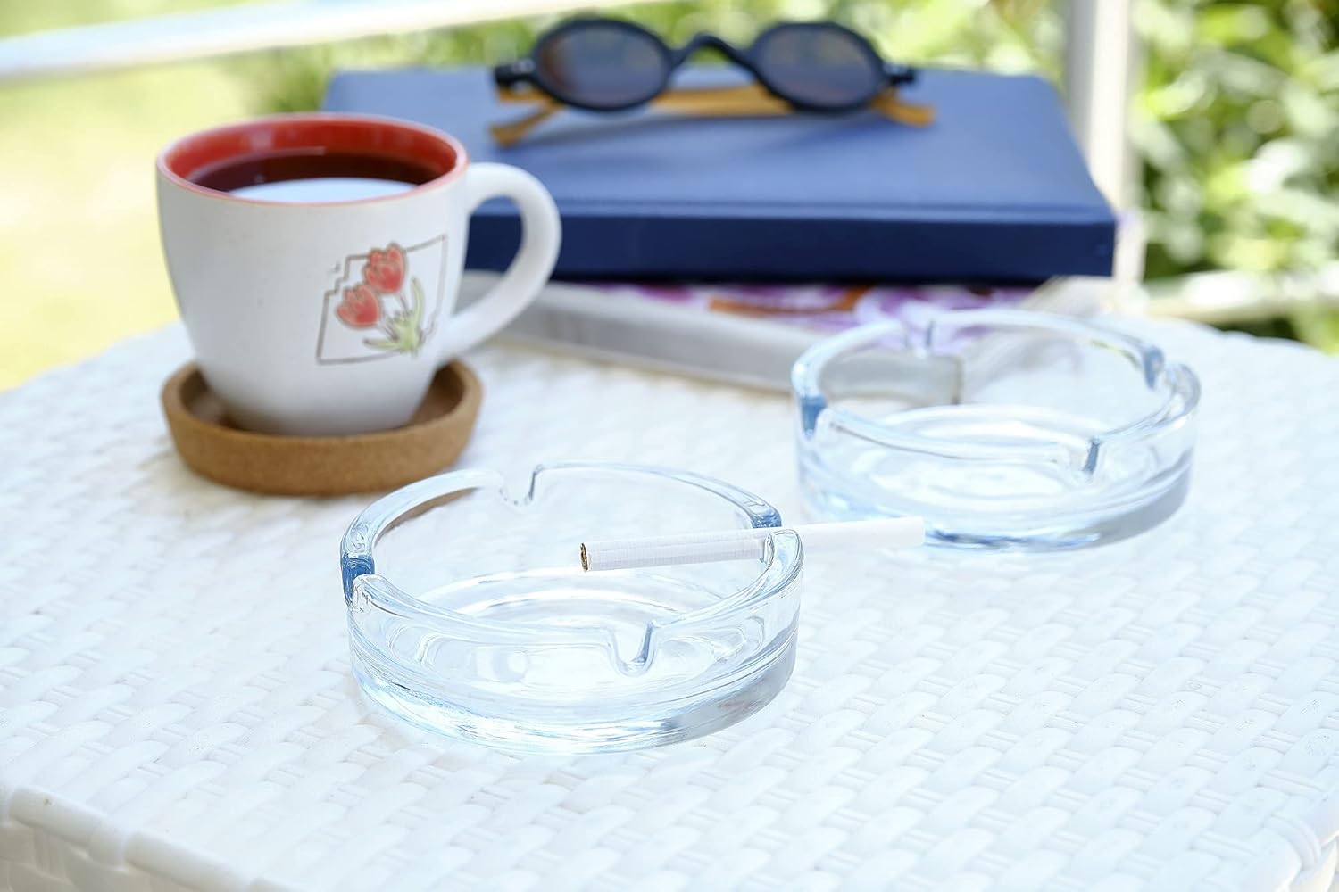 Destalya Glass Ashtrays Set of 2 Clear