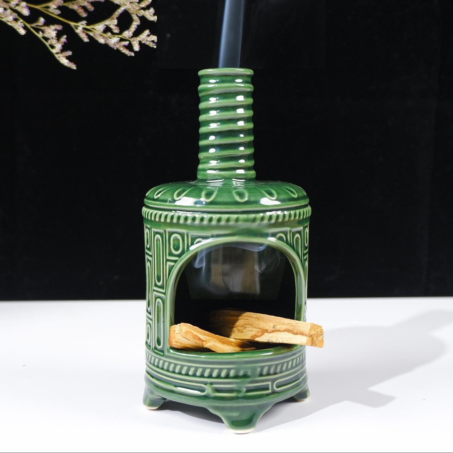 Handmade Ceramic Palo Santo Holder with Mini Chiminea