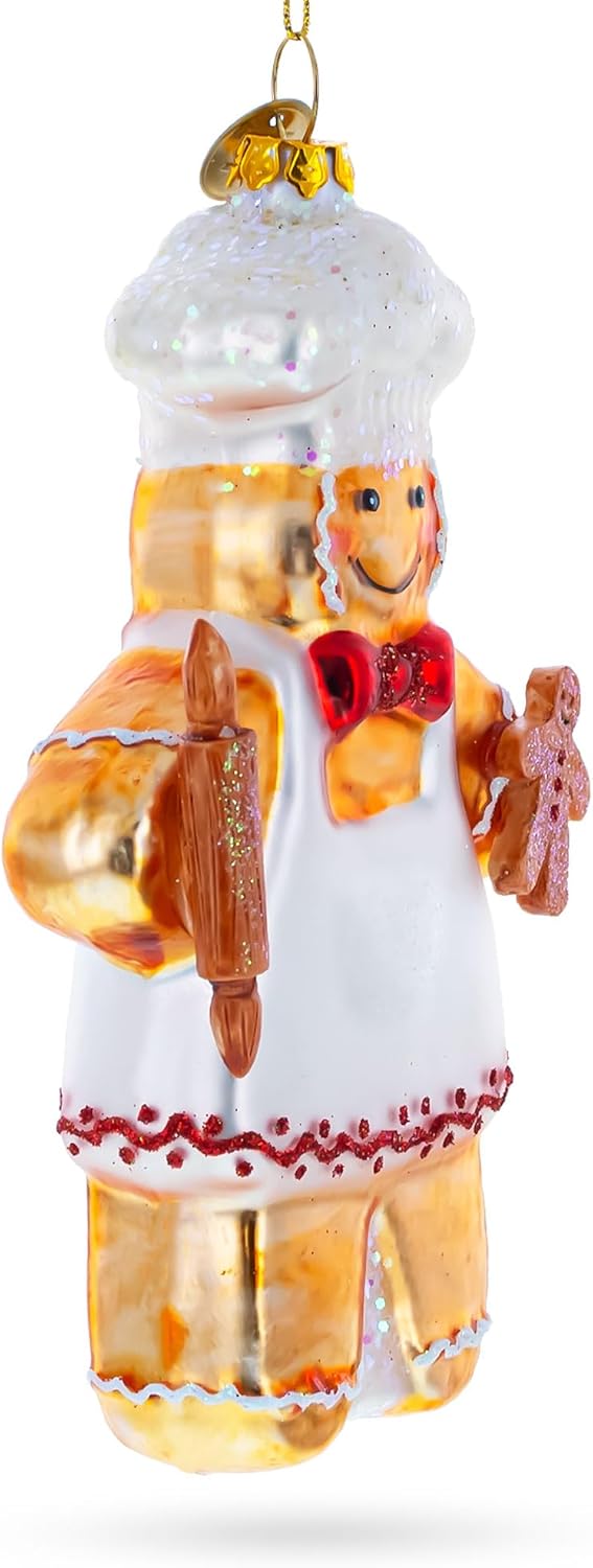 Baking Gingerbread Man Blown Glass Ornament