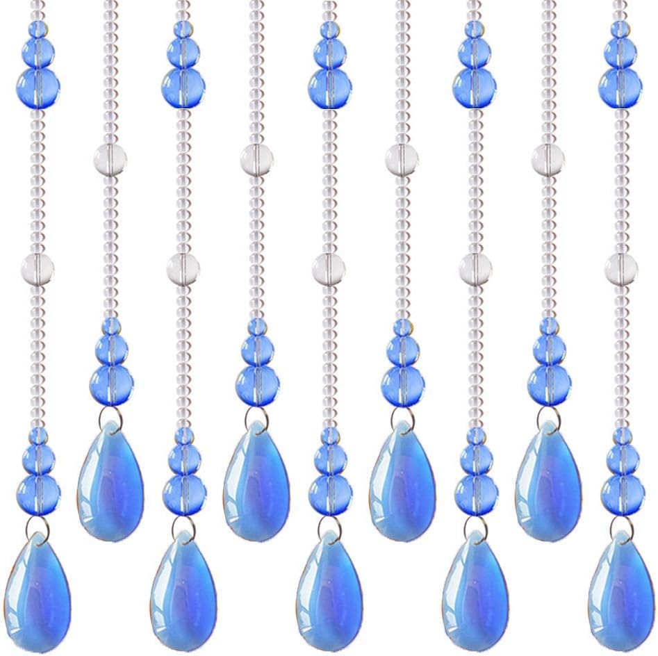 ZUXWUX Beaded Curtain with 25 Strands Blue Modern Design