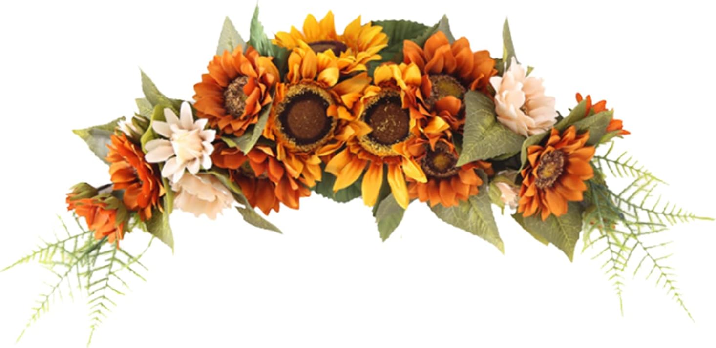 Fall Swag with Sunflower Garland 236 Inch Hanging Floral Wreath