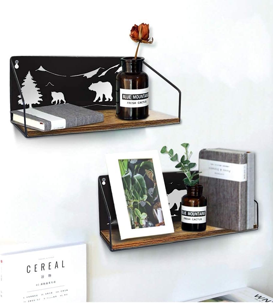 Giftgarden Floating Shelves with Bear Cutouts Set of 2