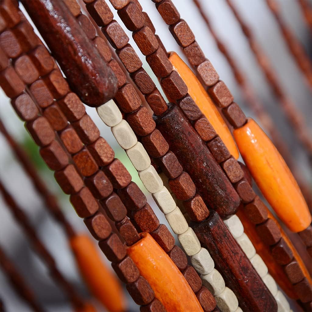 60 Strands Wood Beaded Curtain for Doorways and Room Dividers