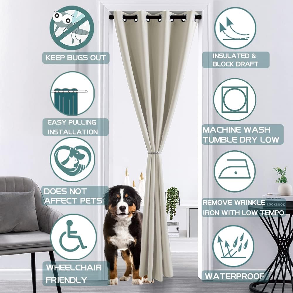XISUNYA Door Curtain Panel 42x96 Inches with Grommets and Romantic Print