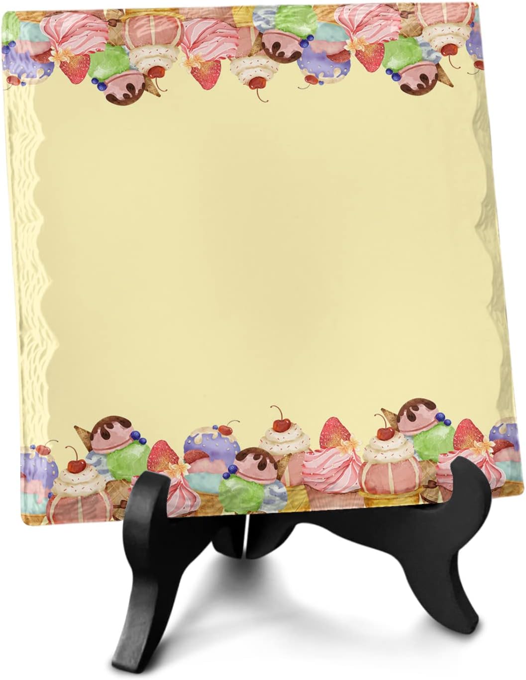Retro Burlap Ice Cream Ceramic Ornament 63x63