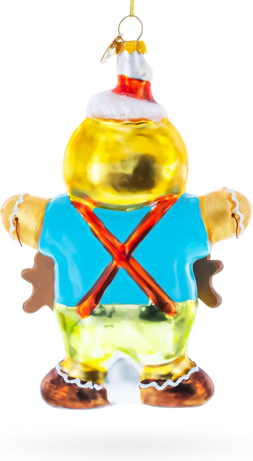 Jolly Gingerbread Man Blown Glass Ornament