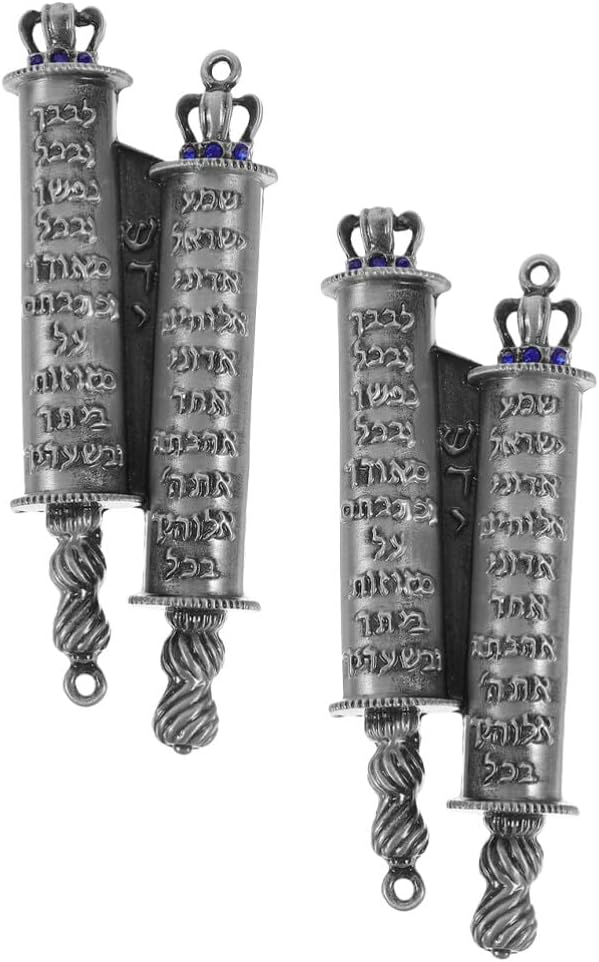 Luxshiny Pewter Mezuzah with Scroll Door Decor